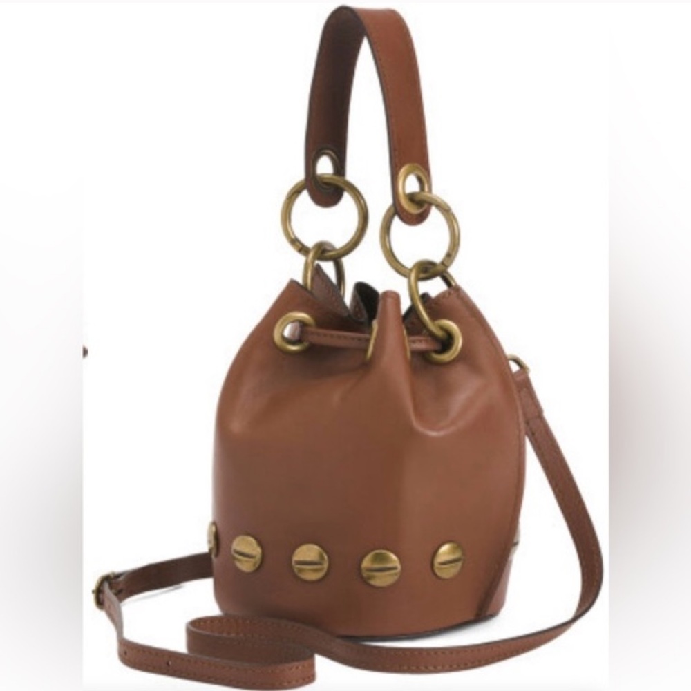 Stella Bianca Bucket Drawcord Studded Leather Bag